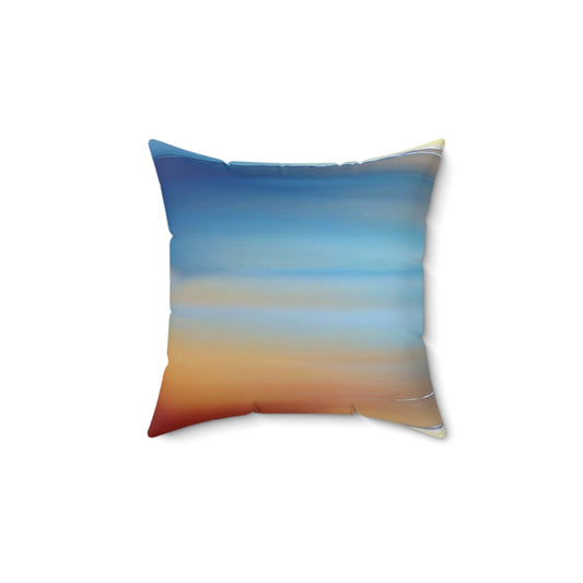 Blue Sea Red Orange Fog 14" x 14" Faux Suede Square Pillow