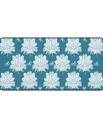 Tif Green White Floral Butterflies 16" x 32" Desk Mat
