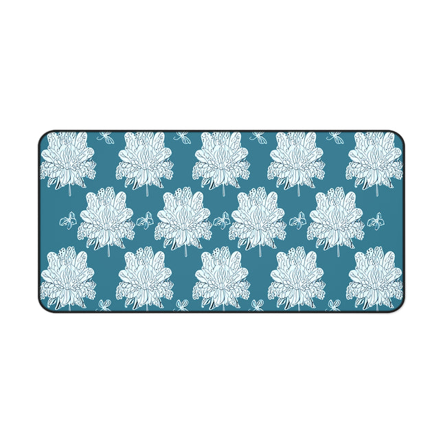 Tif Green White Floral Butterflies 16" x 32" Desk Mat