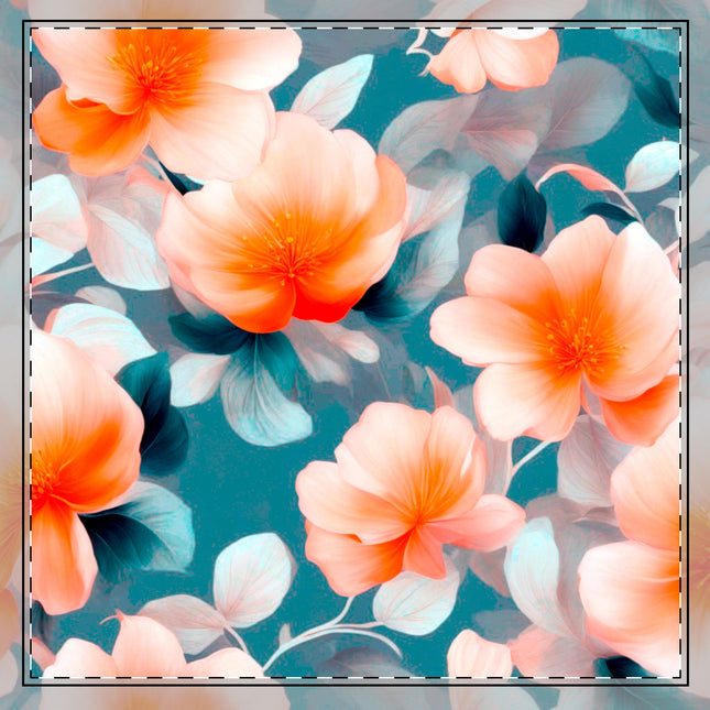 Orange Blossom Floral Bunch Cotton Twill Napkin, 22" x 22"