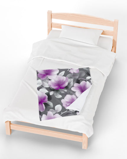 Purple Blossom Floral Bunch Velveteen Plush Blanket, 30" x 40"