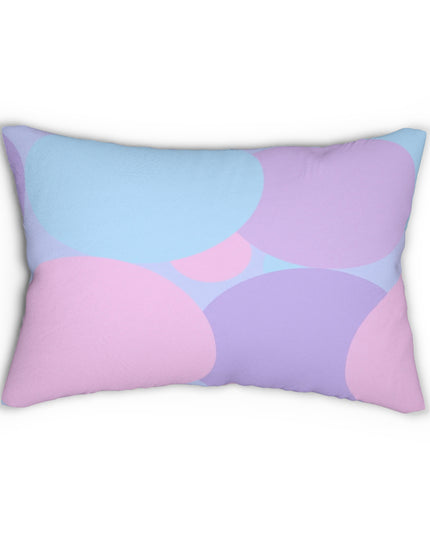 Pastel Purple and Mauve Patches Spun Polyester Lumbar Pillow, 20" x 14"