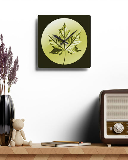 Lemon Maple Leaf Acrylic Wall Clock, Round or Square, 10.75" x 10.75"