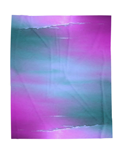 Dark Blue Green Sea Purple Fog Velveteen Plush Blanket, 50" x 60"