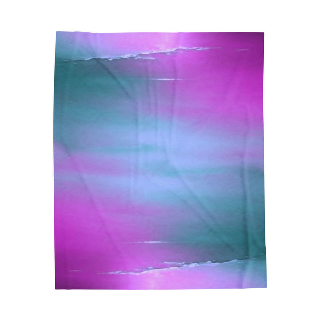 Dark Blue Green Sea Purple Fog Velveteen Plush Blanket, 50" x 60"