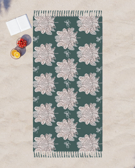Soft White Floral Butterflies 38" × 81" Boho Beach Cloth