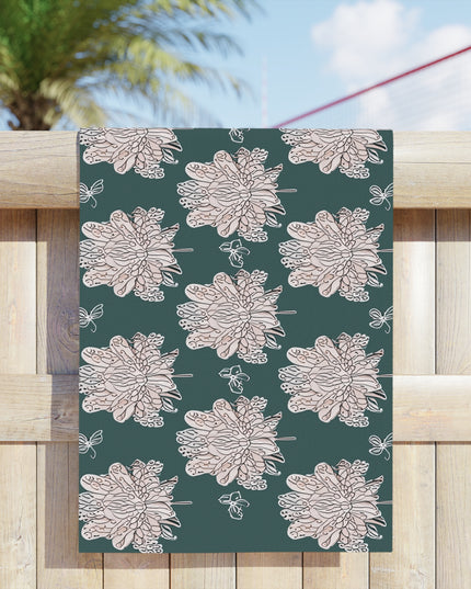 Soft White Floral Butterflies Beach Towel, 24" x 44"
