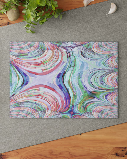Uzi Spiral Pastels 8" x 11" Glass Cutting Board
