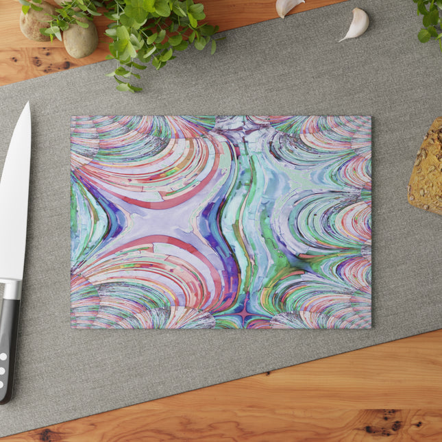 Uzi Spiral Pastels 8" x 11" Glass Cutting Board