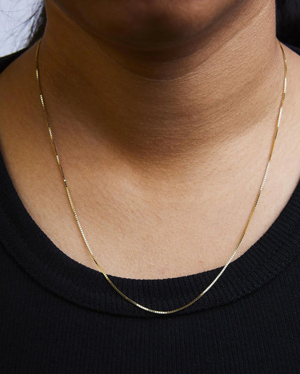 Unisex Solid 14K Gold 0.75mm Classic Box Chain Necklace