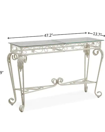 Tempered Glass Metal Frame Table