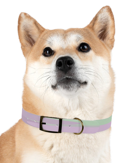 Pastel Lavender Purple and Soft Green Patches Large Dog Collar