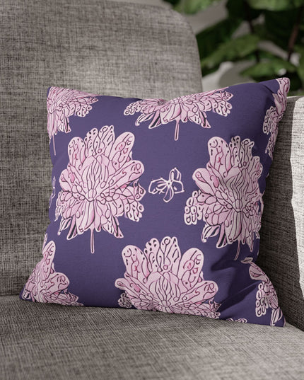 Magenta Floral Butterflies Spun Polyester Square Pillowcase, 14" x 14"