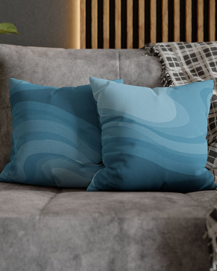 Sky Blue Wavey Spun Polyester Square Pillowcase, 14" x 14"