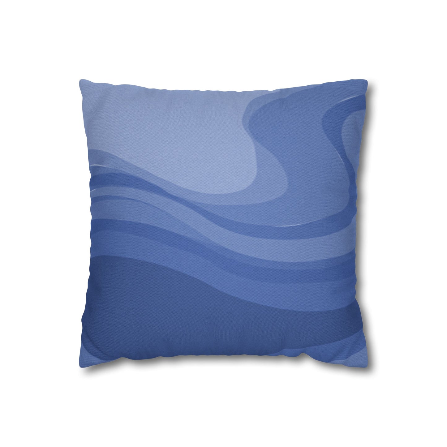 Deep Blue Wavey Spun Polyester Square Pillowcase, 14" x 14"