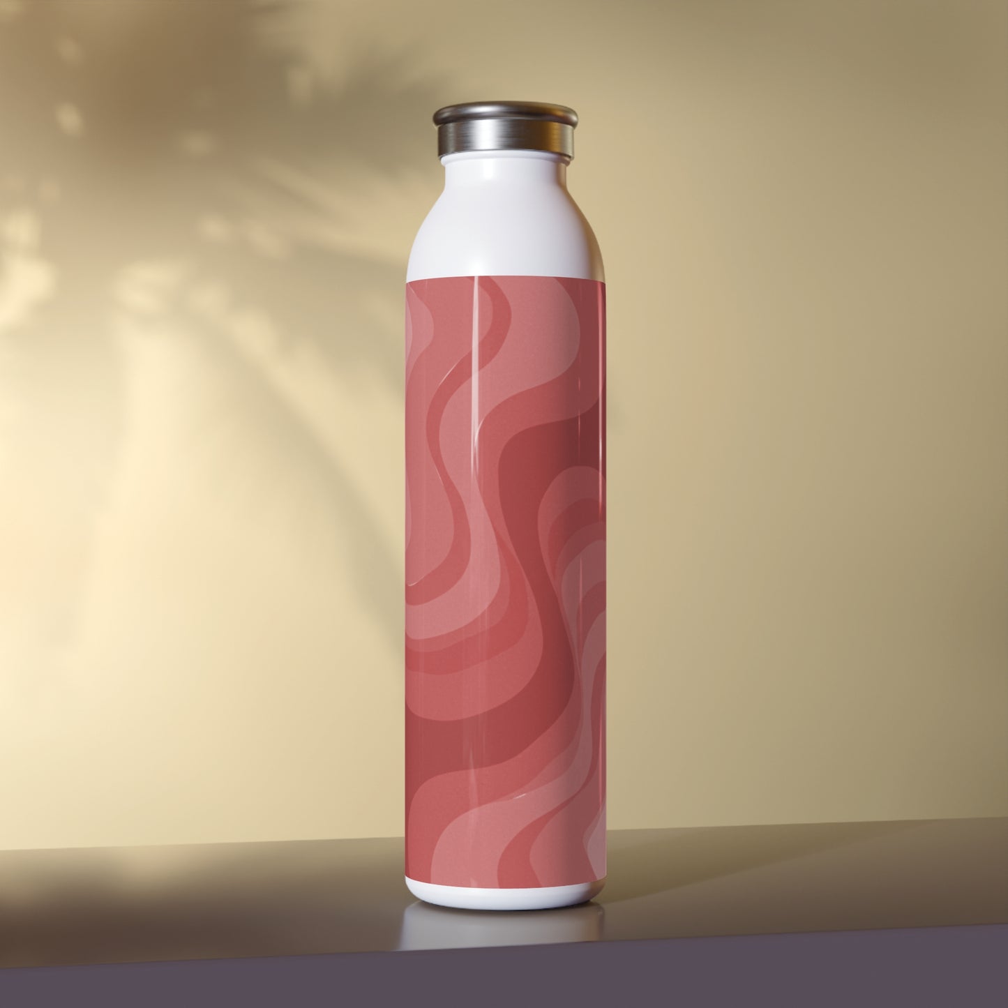 Power Red Wavey Slim Water Bottle, 20 oz White