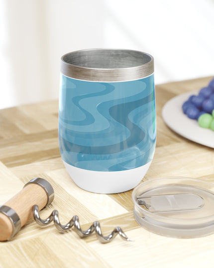 Sky Blue Wavey 12 oz Chill Wine Tumbler