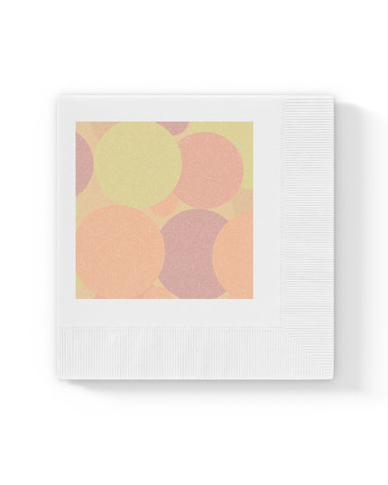 Pastel Hot Peach Patches White Coined Napkins, 4.8" x 4.8"