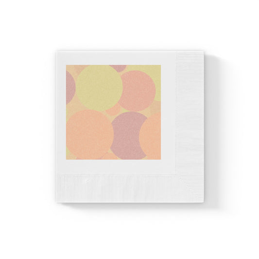 Pastel Hot Peach Patches White Coined Napkins, 4.8" x 4.8"