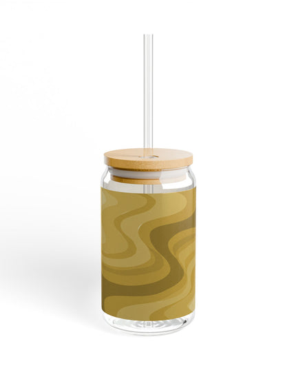 Brown Wavey Sipper Glass, 16oz