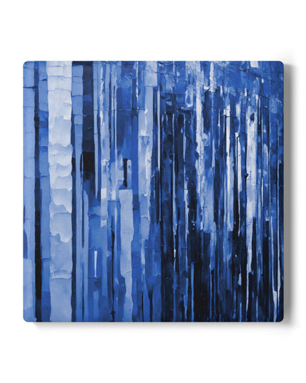 Striped Deep Blue 4" x 4" Square Ceramic Coaster