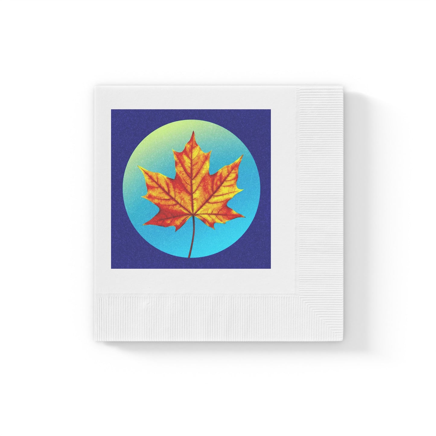 Alpha Maple Leaf White Coined Napkins, 4.8" x 4.8"