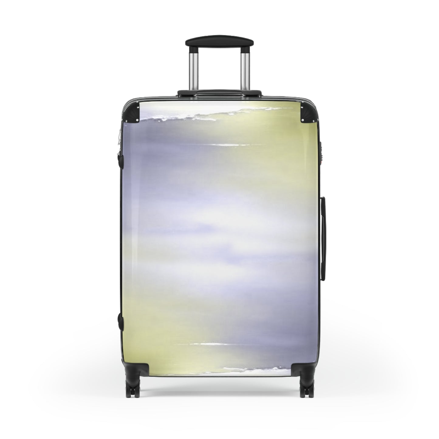 Lavender Sea Golden Fog Large Suitcase with built in lock, 4 double-wheels, telescopic handle, and ABS back hard-shell