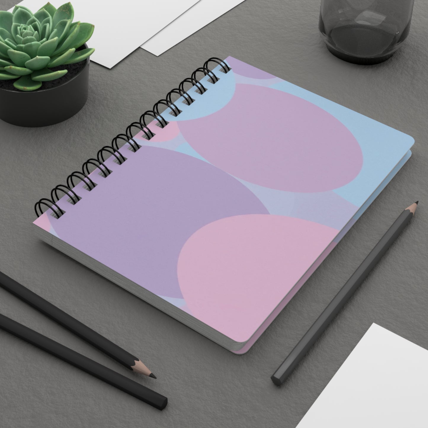 Pastel Purple and Mauve Patches Spiral Bound Journal, 5" x 7" 150 pages