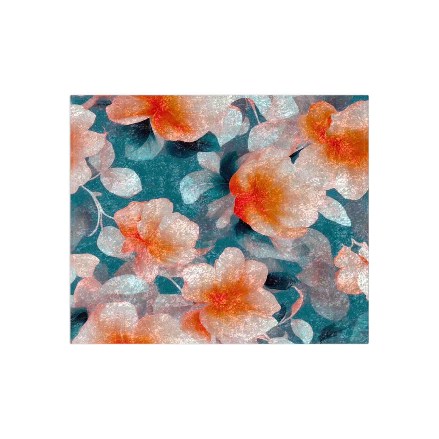 Orange Blossom Floral Bunch Crushed Velvet Blanket, 50" x 60"