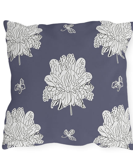 White Floral Butterflies 18" x 18" Outdoor Pillow