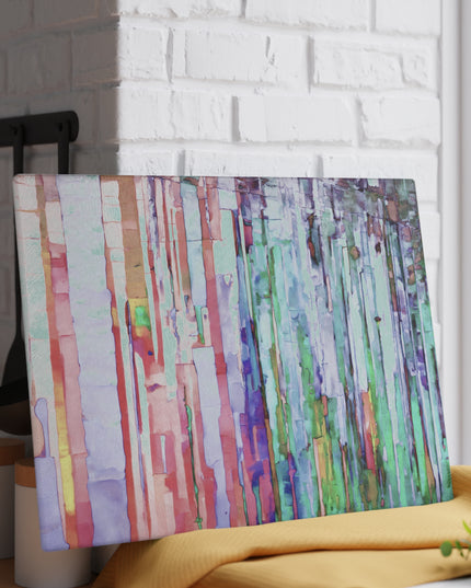 Striped Pastels 11" x 15" Glass Cutting Board