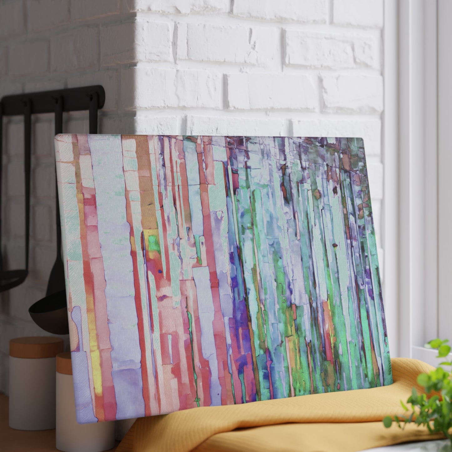 Striped Pastels 11" x 15" Glass Cutting Board