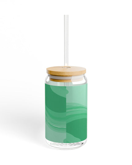 Mint Green Wavey Sipper Glass, 16oz