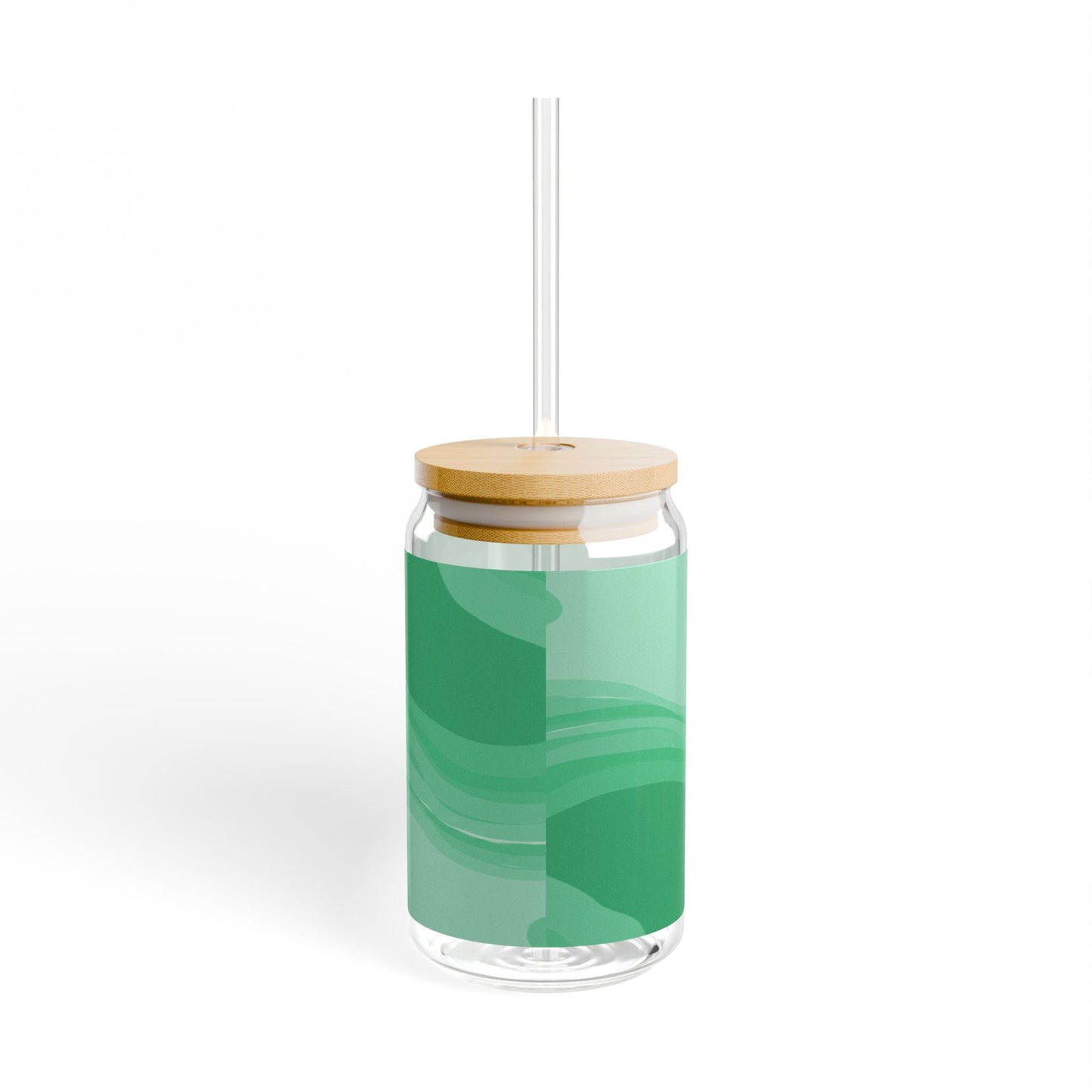 Mint Green Wavey Sipper Glass, 16oz