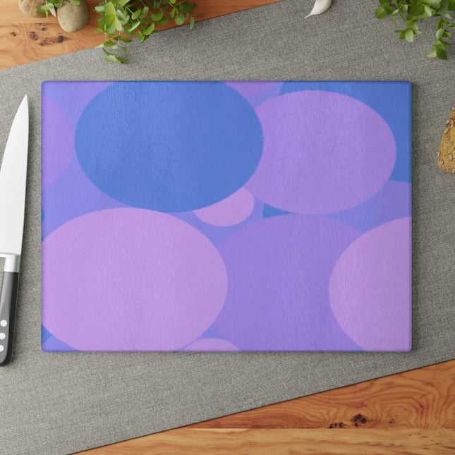 Pastel Purple Family Patches 11" x 15" Glass Cutting Board