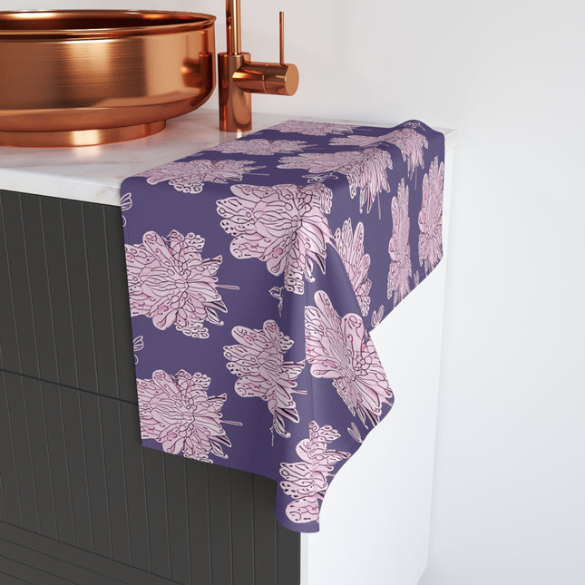 Magenta Floral Butterflies Hand Towel, 16" x 28"