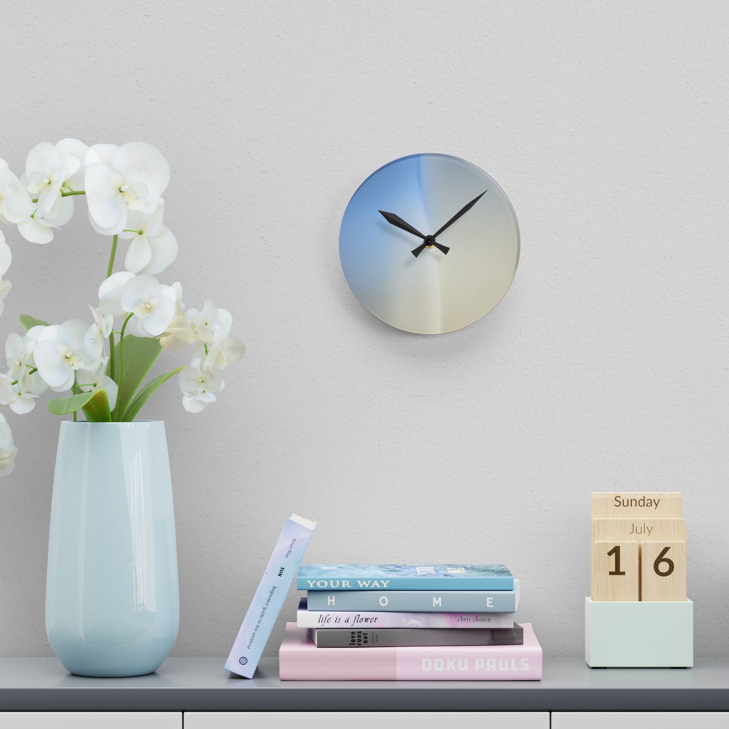Cobalt Fade Acrylic Round Wall Clock, 8" x 8"