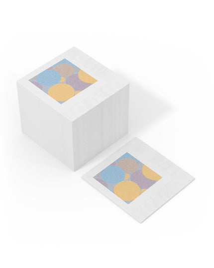 Pastel Baby Blue and Peach Patches White Coined Napkins, 4.8" x 4.8"