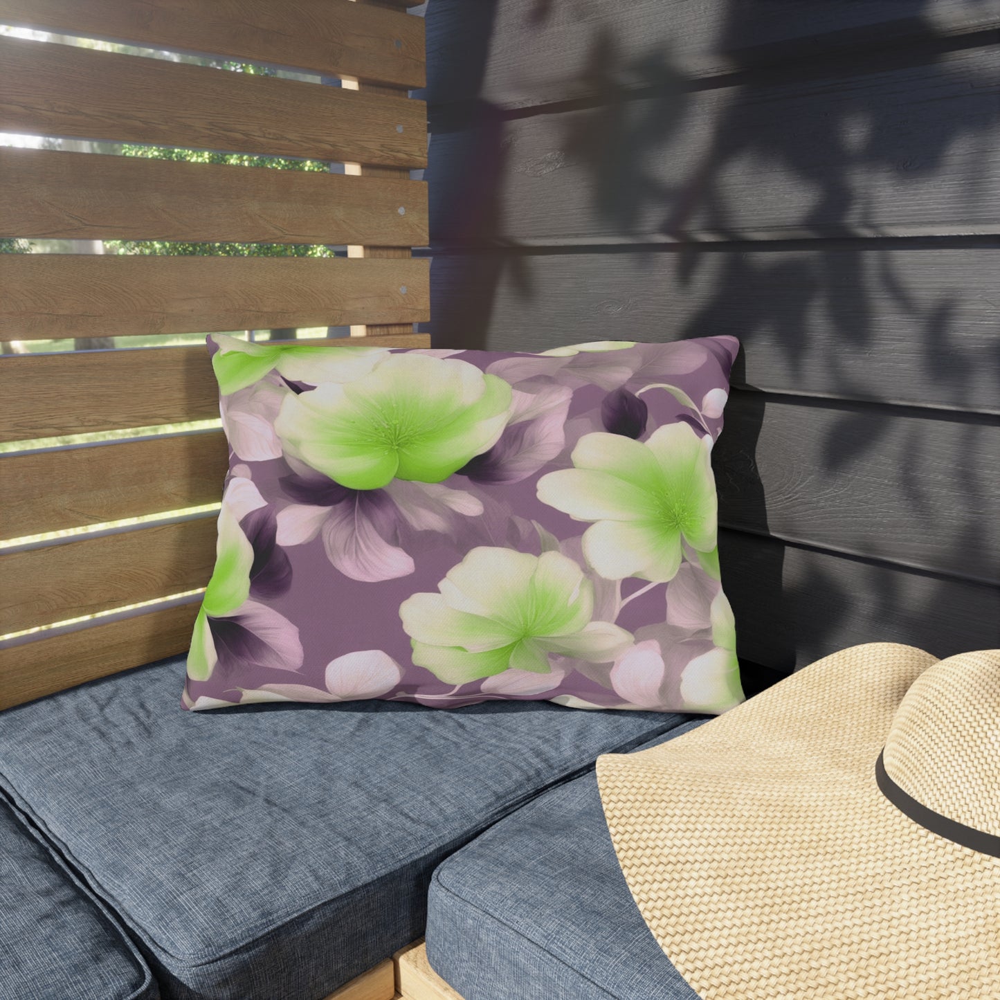 Lime Lavender Floral Bunch Outdoor Pillow, 20" x 14"