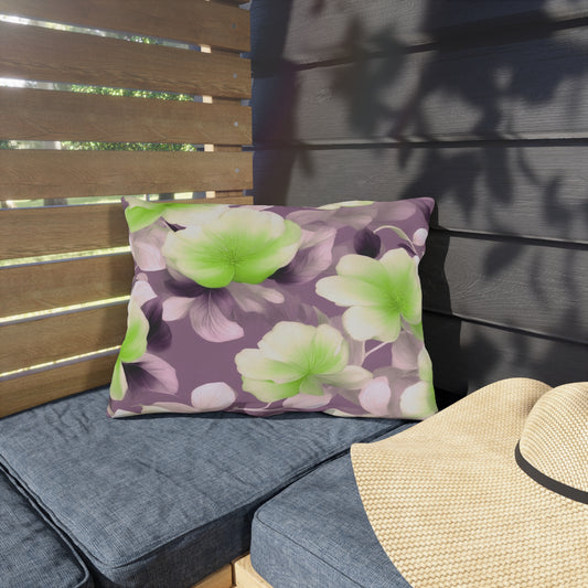 Lime Lavender Floral Bunch Outdoor Pillow, 20" x 14"