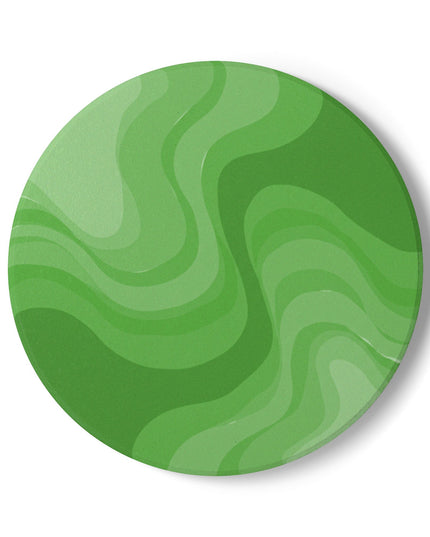 Greenie Meanie Wavey 4" x 4" Round Ceramic Coaster