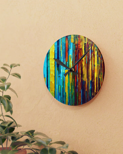 Striped Alpha Acrylic Round Wall Clock, 8" x 8"