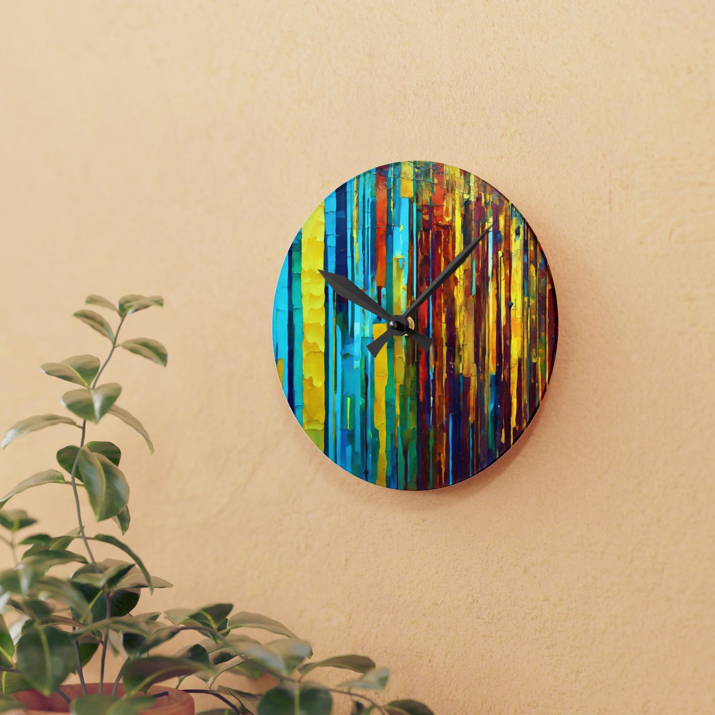 Striped Alpha Acrylic Round Wall Clock, 8" x 8"