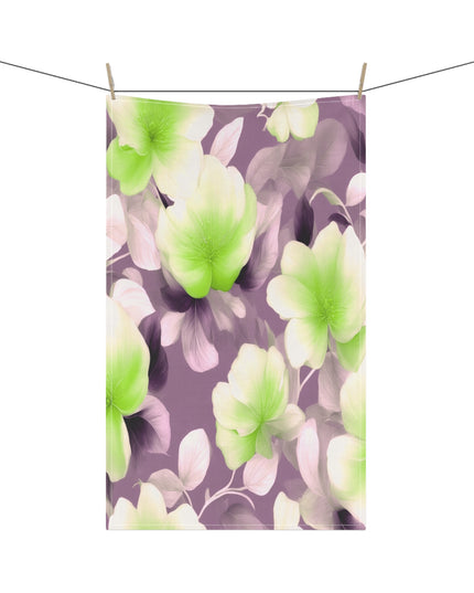 Lime Lavender Floral Bunch Tea Towels (cotton, poly), 18" x "30
