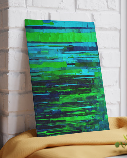 Striped Blue Green 8" x 11" Glass Cutting Board