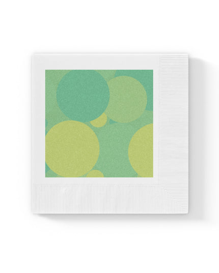 Pastel Green Patches White Coined Napkins, 6.5" x 6.5"