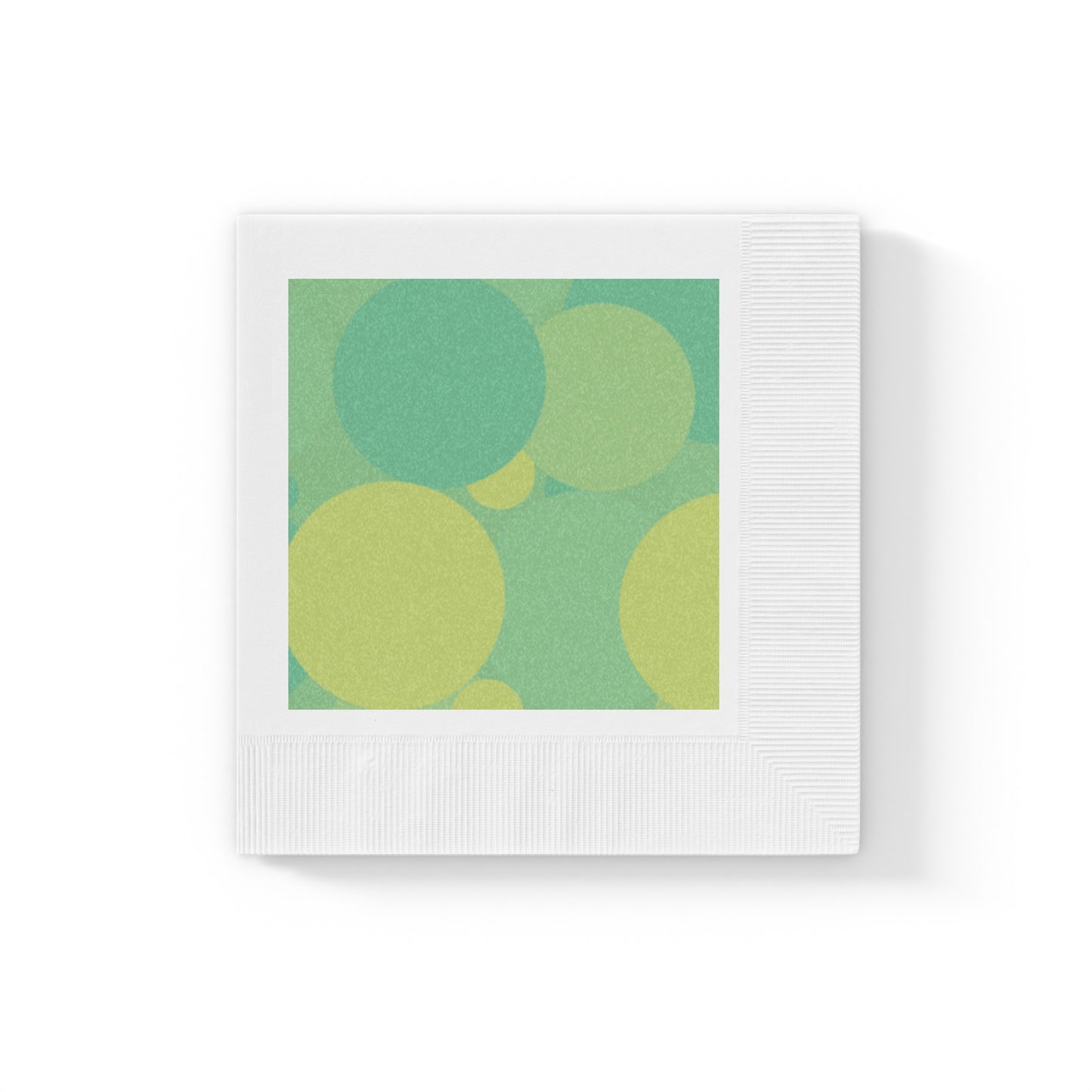 Pastel Green Patches White Coined Napkins, 6.5" x 6.5"
