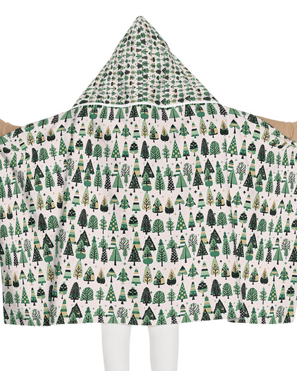 Mini Vintage Green Trees Youth Hooded Towel, 24" x 48"