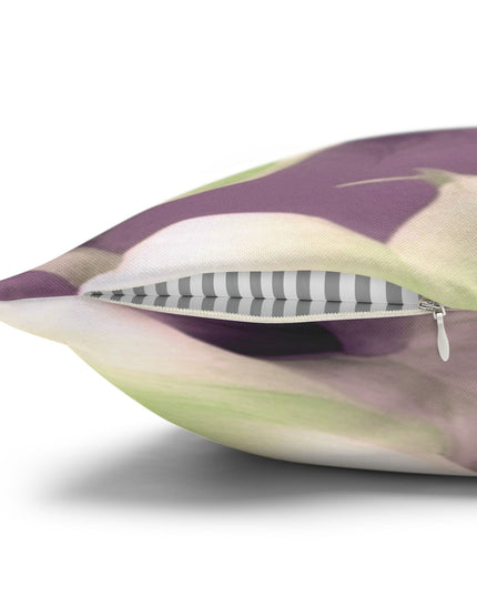 Lime Lavender Floral Bunch Spun Polyester Square Pillowcase, 14" x 14"