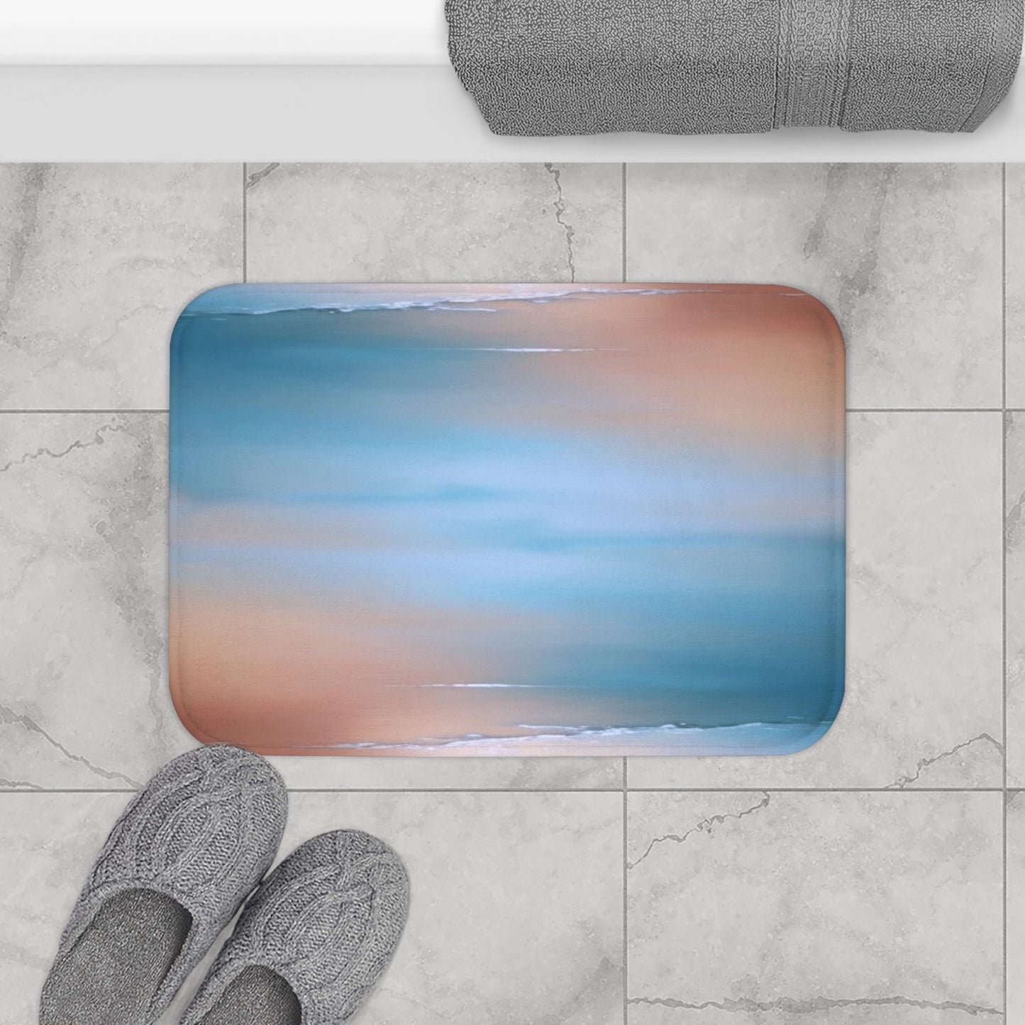Blue Sea Peach Fog 24" x 17" Bath Mat